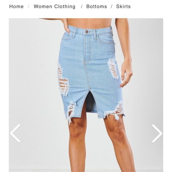 VIBRANT M.I.U NWT Distressed Midi Skirt Size Large (11,13) - Picture 2 of 8